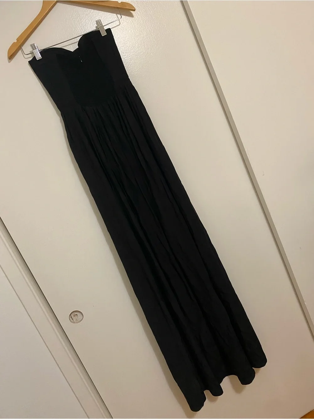 Parker Bayou Strapless Black Silk Maxi Dress